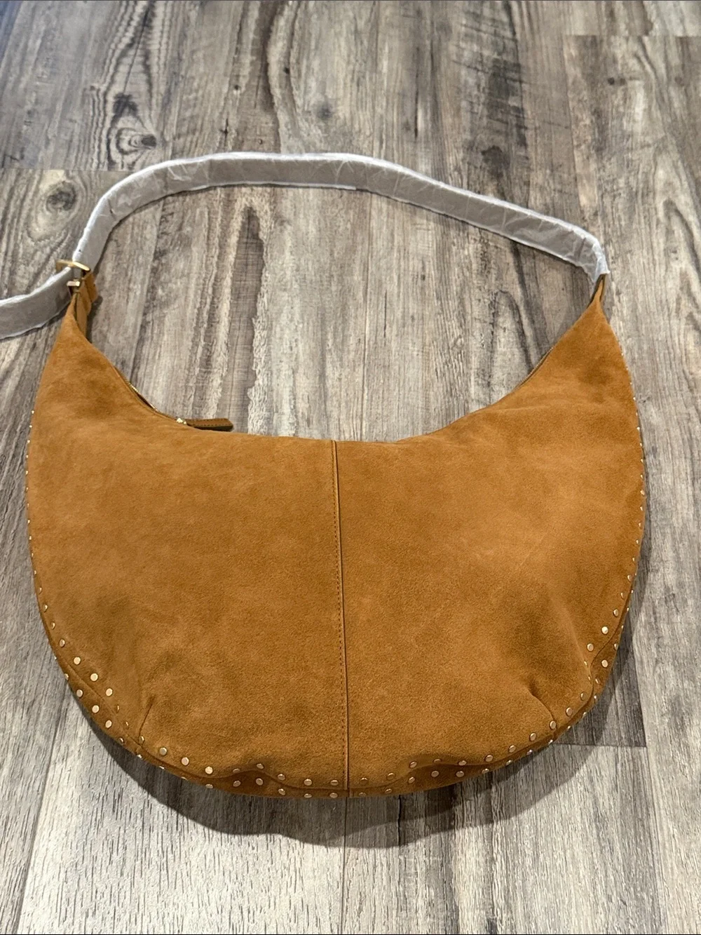 NWT Madewell The Essential Curve Shoulder Bag Studded Aged Cognac NEW WITH TAGS